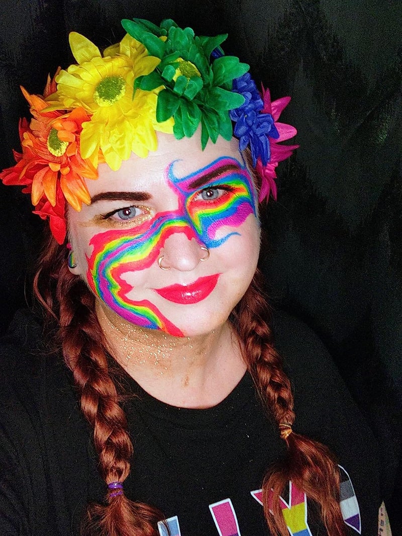 DDazzling Sunflower crown Boho crown Sunflower headband Flower Hair Accessory (Rainbow) - Image 2